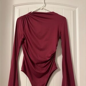 SHEIN Burgundy Long Sleeve Bodysuit